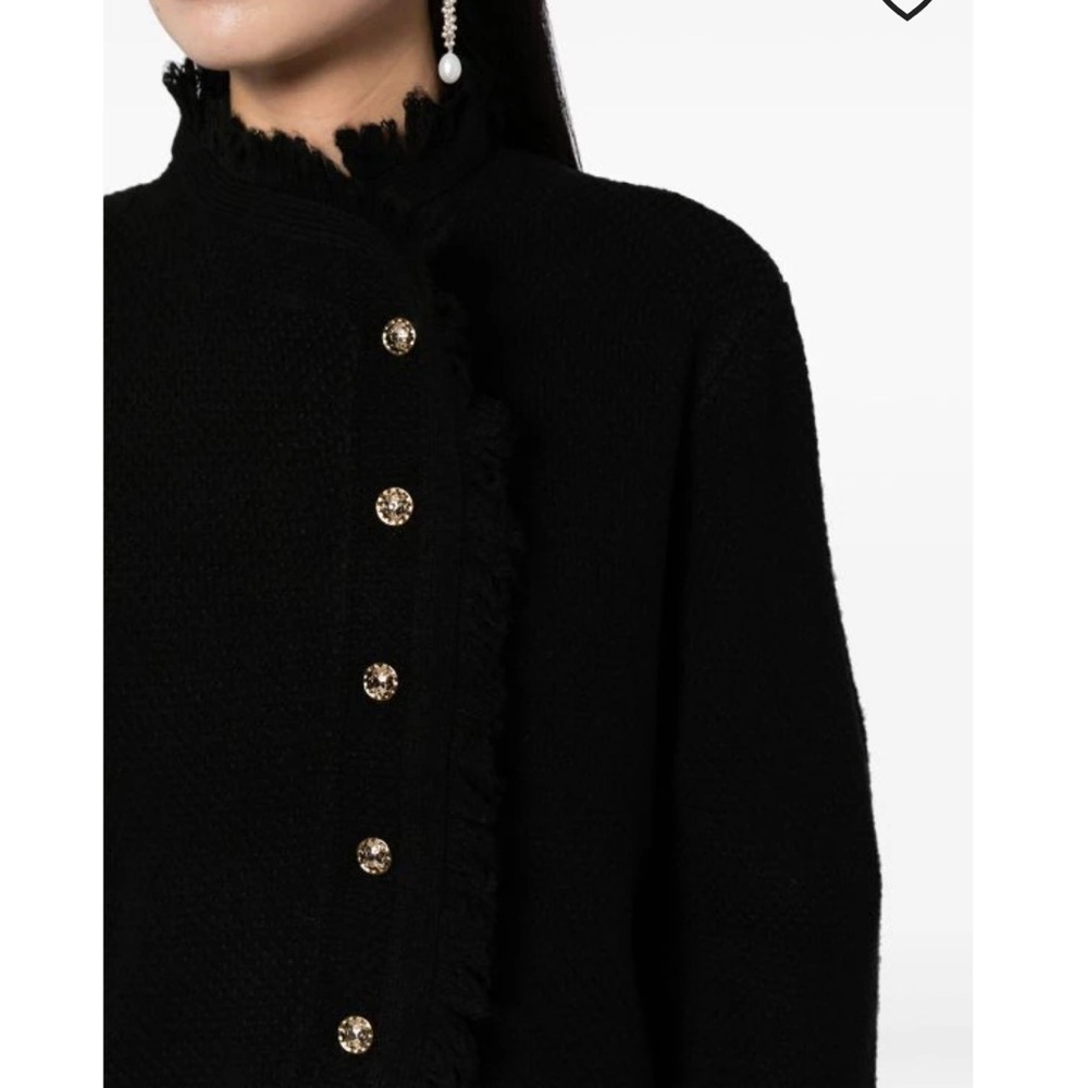 More in Love black button-down knitted fringe ‎ jacket size S - Picture 9 of 12